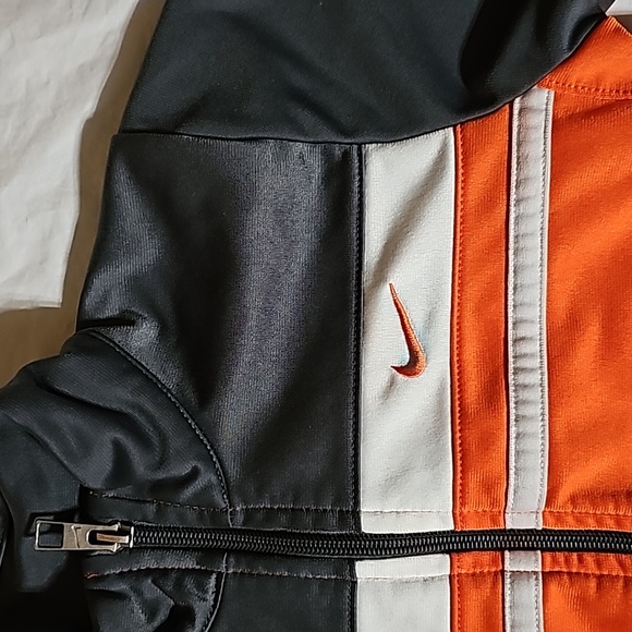 Nike Boys Size 7 Gray Orange Long Sleeve Zippered Track Jacket Used - Picture 5 of 14